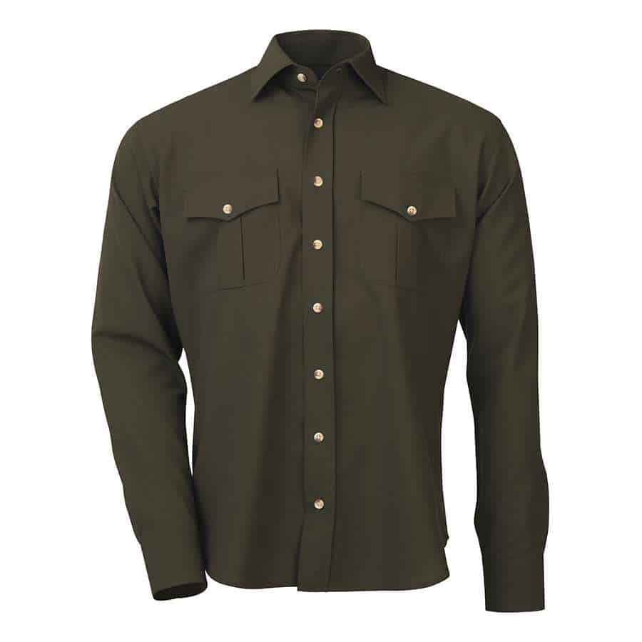 Laksen Sporting <br> Lancaster Wool Shirt Dark Green