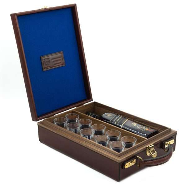 Rey Pavon <br> Whiskey 10 Glass Leather & Oak Case