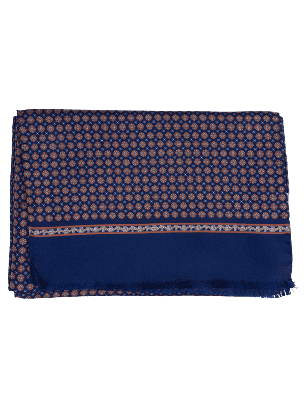 Blue Silk Scarf Small Flower