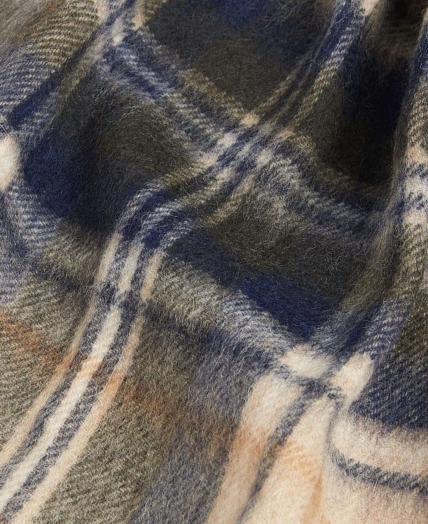 Barbour <br> Lambswool and Cashmere Sand Tartan Scarf - Image 3