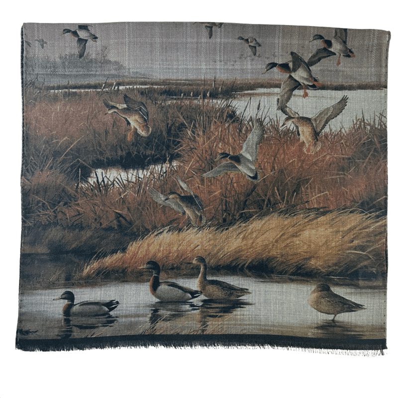 Portia <br> Ducks Wool Scarf Brown