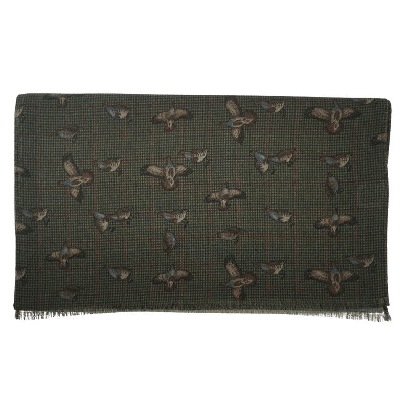 Portia <br> Partridge Wool Scarf Green