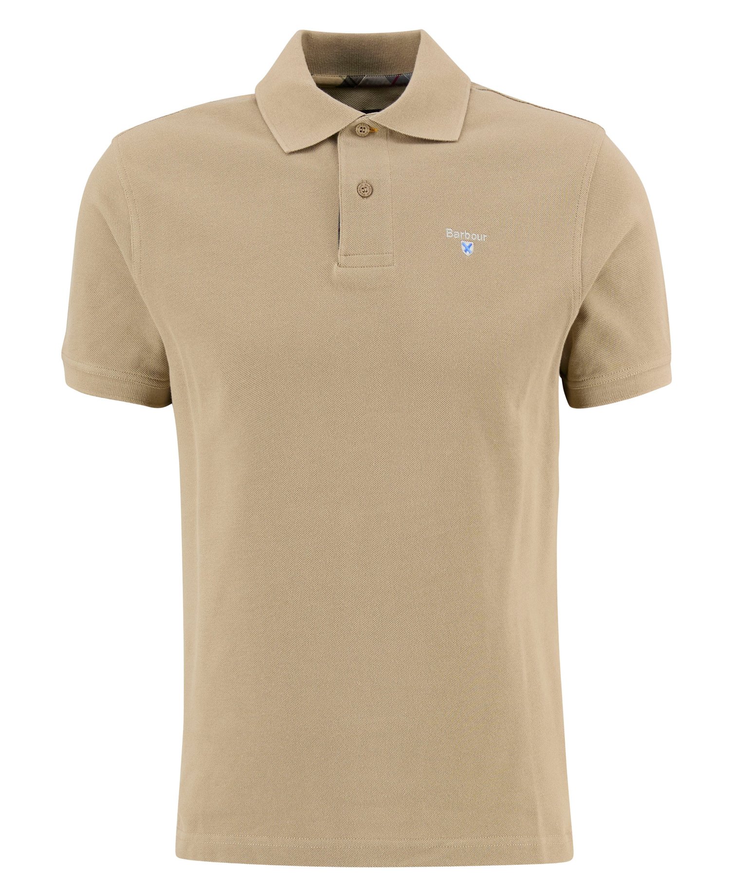Barbour Tartan Pique Polo Shirt Washed Stone