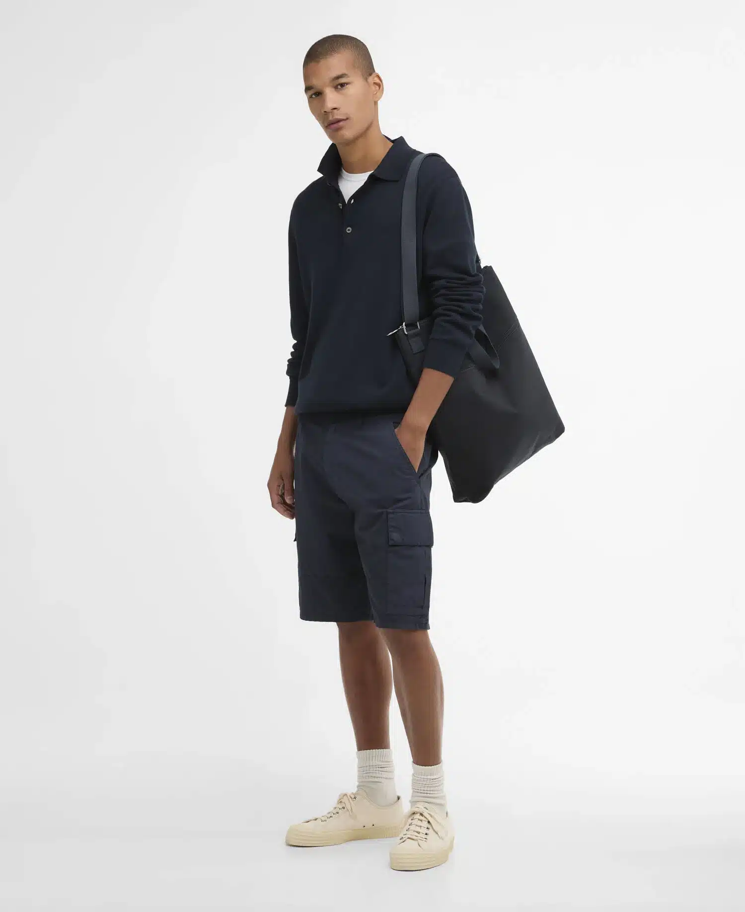 Barbour Pima Knit Polo Shirt Navy - Image 3