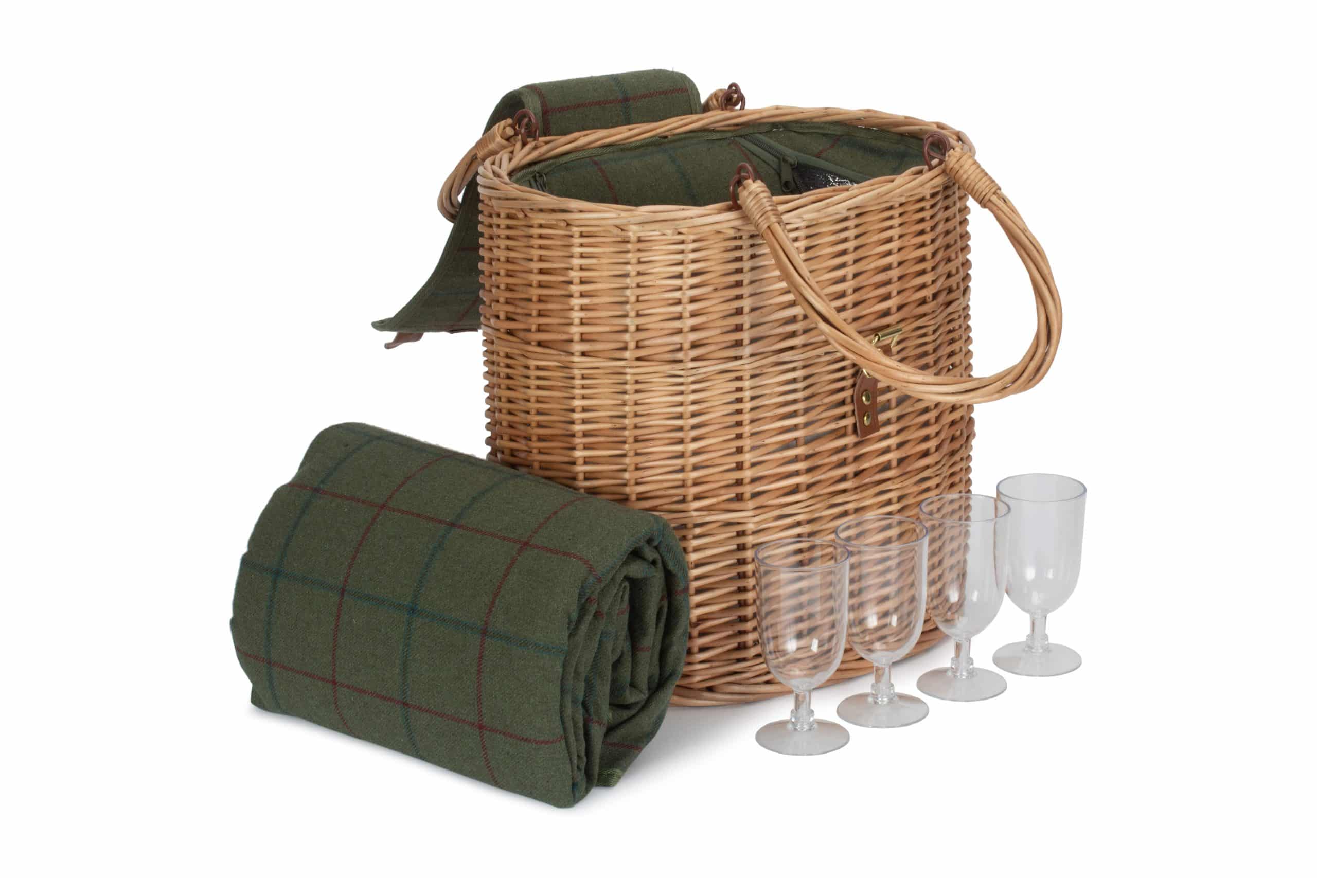 Oval grøn tweed kølekurv