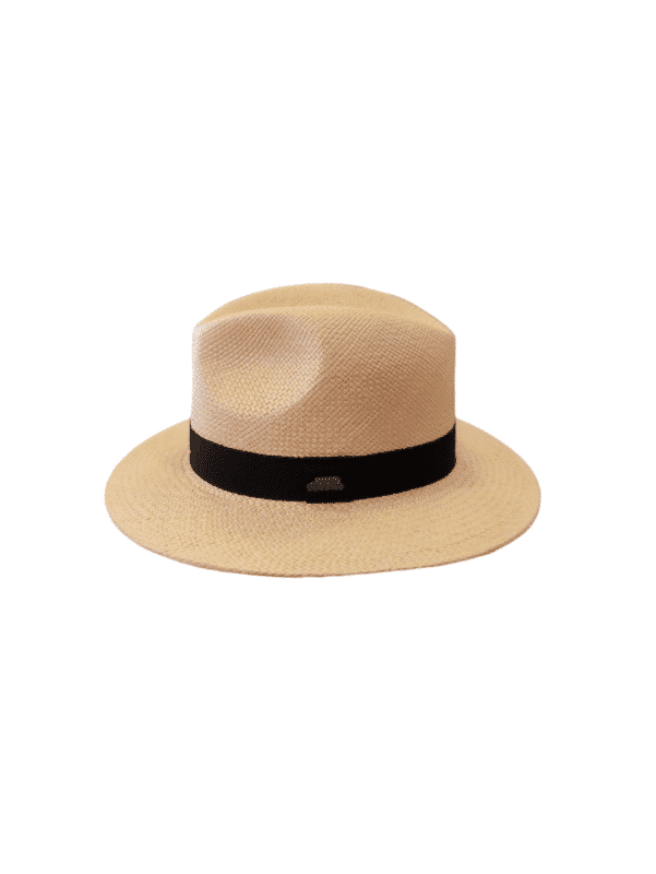 Fiebig <br/> Panama Fedora Hat Solid Grosgrain - Nature