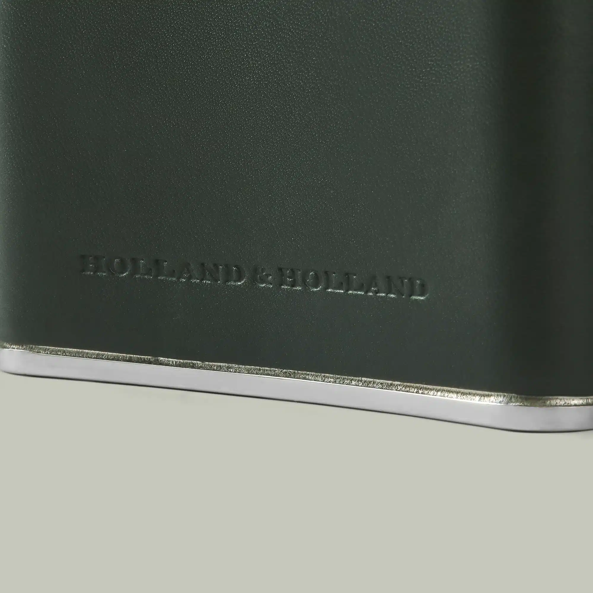 H&H <br> Leather Covered 6oz Steel Hip Flask - Image 2