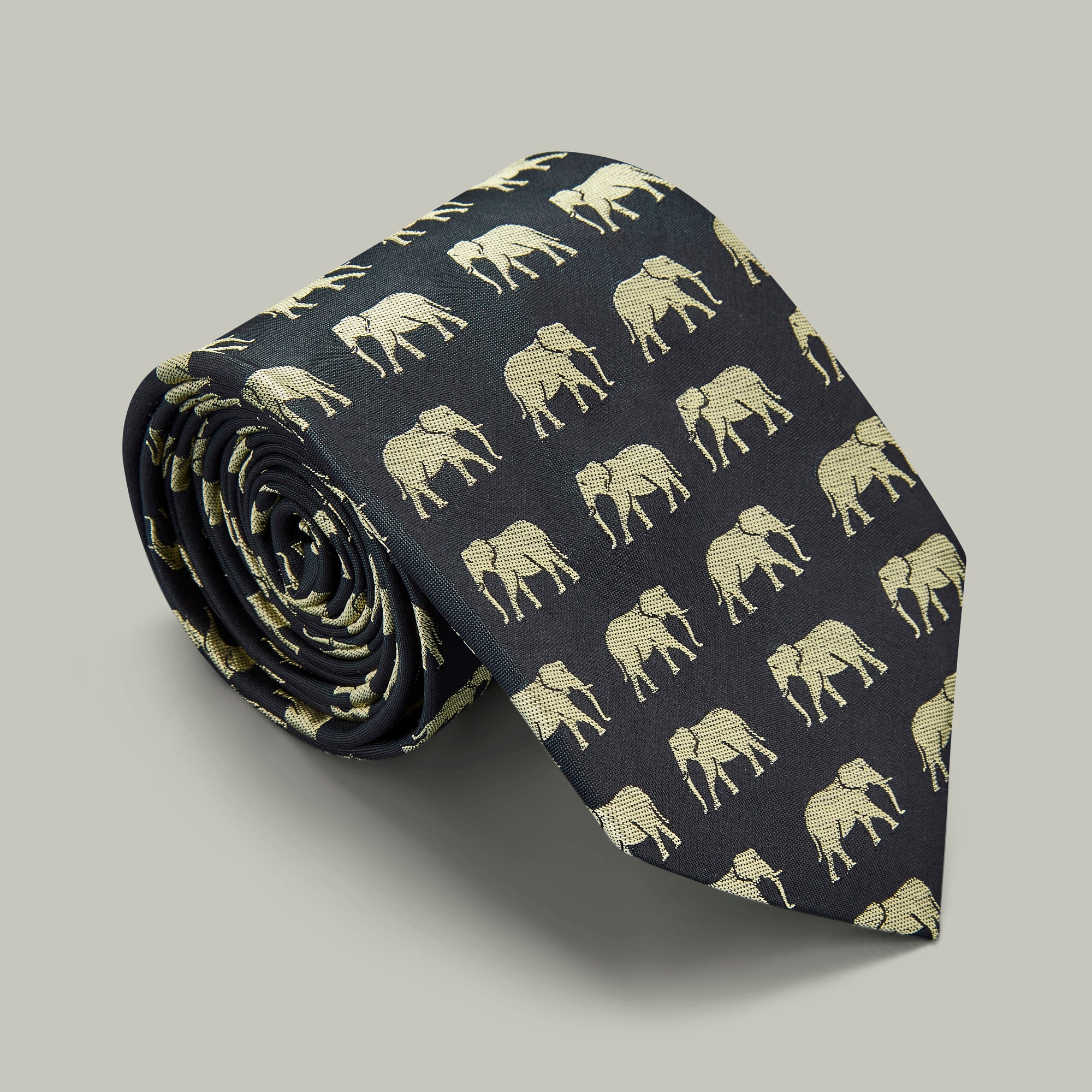 H&H <br> Harrow Silk Woven Tie - Elephant - Indigo