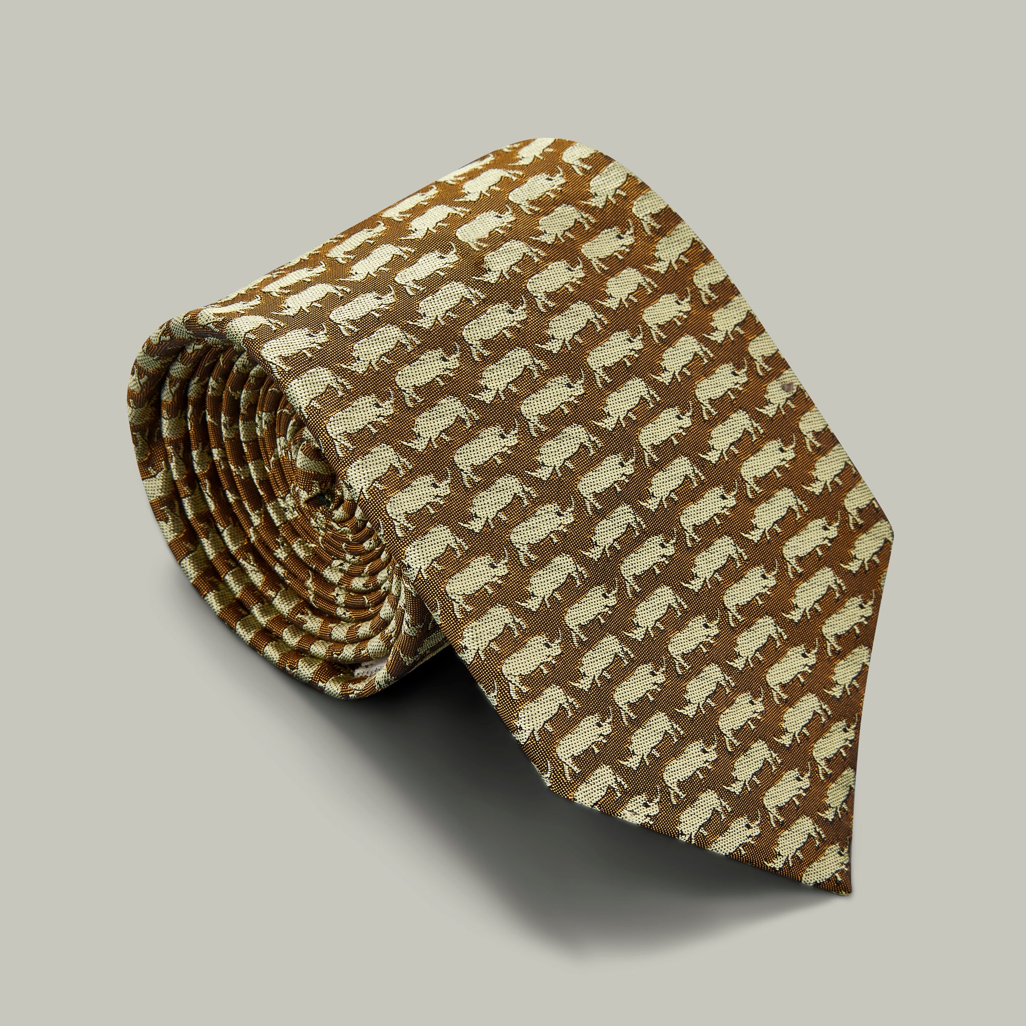 H&H <br> Harrow Silk Woven Tie - Rhino - Gold