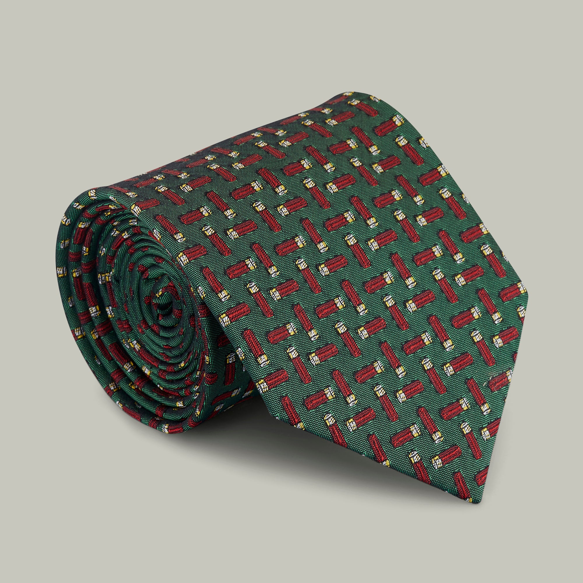 H&H <br> Harrow random cartridge woven silk tie - H&H Green
