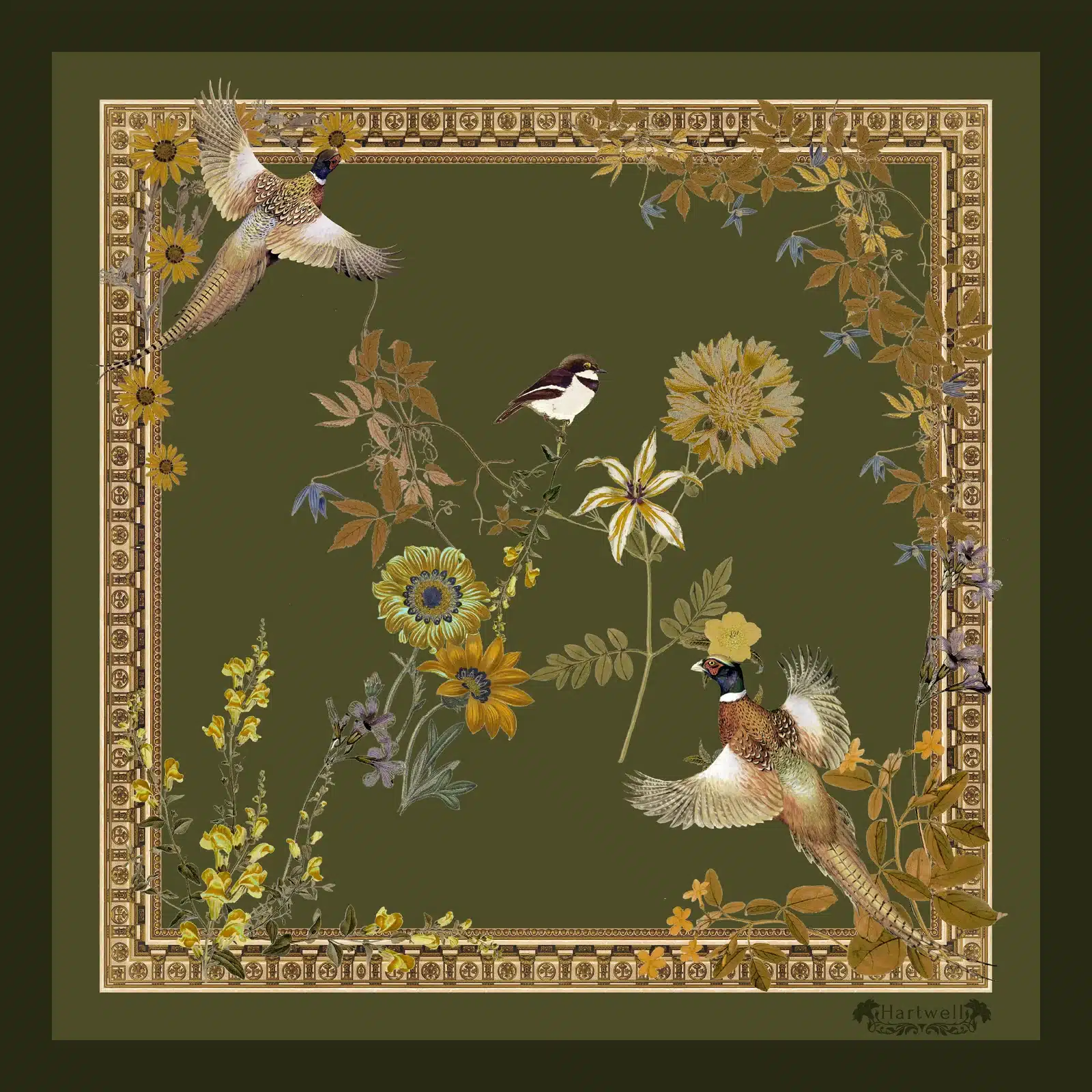 Hartwell Sabrina Silk Square Scarf Olive